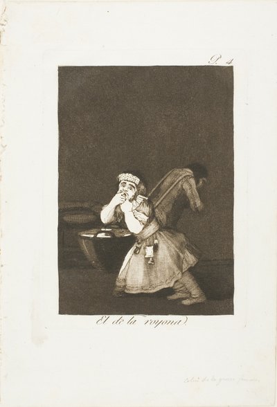 Chłopiec niani, płyta czwarta z Los Caprichos autorstwa Francisco Jose de Goya y Lucientes