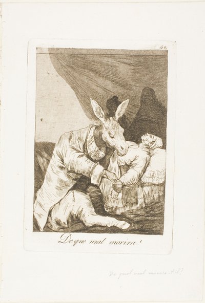 Z jakiego złego umrze?, płyta 40 z Los Caprichos autorstwa Francisco Jose de Goya y Lucientes