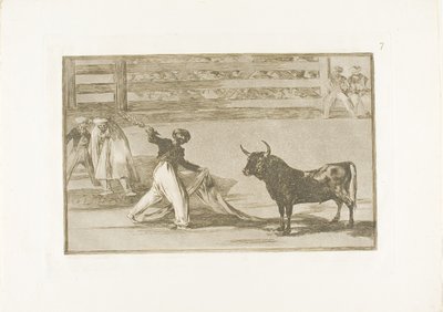 Pochodzenie harpunów lub banderilli, płyta siódma z Sztuki walki byków autorstwa Francisco Jose de Goya y Lucientes