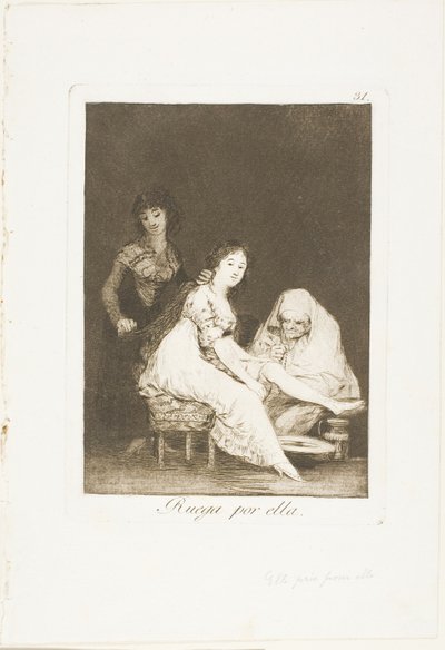 Ona się za nią modli, tablica 31 z Los Caprichos autorstwa Francisco Jose de Goya y Lucientes