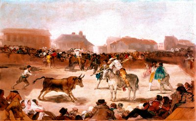 Tematy społeczne Akademii San Fernando: „Corrida na wsi” Obraz Francisco Goya y Lucientes (1746-1828) 1812-1814 wym. 45x72 cm Madryt, akademia San Fernando autorstwa Francisco de Goya