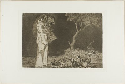 Żołnierze przestraszeni przez upiora, z Disparates, opublikowana jako płyta 2 w Los Proverbios autorstwa Francisco Jose de Goya y Lucientes