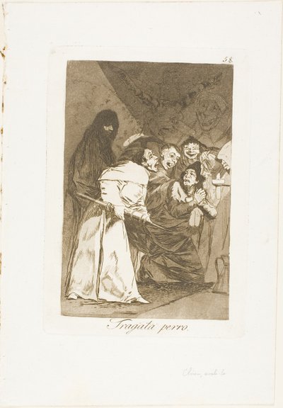 Połknij, piesek, płyta 58 z Los Caprichos autorstwa Francisco Jose de Goya y Lucientes