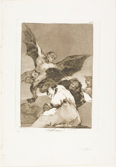 Opowieści - Podmuchy wiatru, płyta 48 z Los Caprichos autorstwa Francisco Jose de Goya y Lucientes