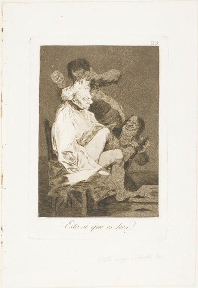 To z pewnością jest w stanie przeczytać, tablica 29 z Los Caprichos autorstwa Francisco Jose de Goya y Lucientes
