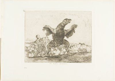 Mięsożerny sęp, płyta 76 z filmu Katastrofy wojny autorstwa Francisco Jose de Goya y Lucientes
