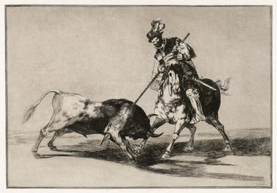 Cid Campeador atakuje byka swoją włócznią autorstwa Francisco de Goya