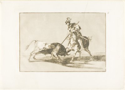 Cid Campeador przebija kolejnego byka, płyta jedenasta z Sztuki walki byków autorstwa Francisco Jose de Goya y Lucientes