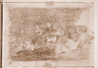 Katastrofy wojny: I to też (rysunek przygotowawczy) autorstwa Francisco de Goya