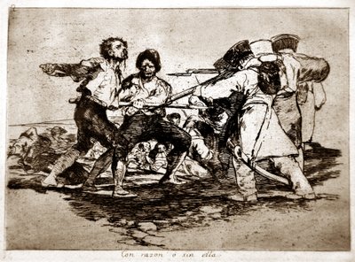 Os desastres da guerra: Con Razon o Sin Ella (certo ou errado)polonês autorstwa Francisco Jose de Goya y Lucientes