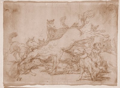 Katastrofy wojny : Dobrze broni (rysunek przygotowawczy) autorstwa Francisco de Goya