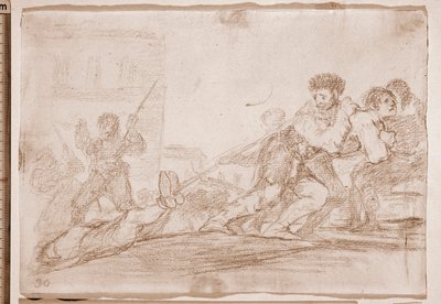 Katastrofy wojny: zasłużył na to (rysunek przygotowawczy) autorstwa Francisco de Goya