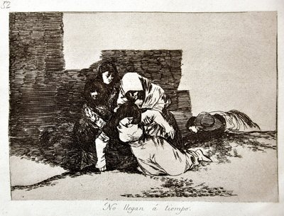 Katastrofy wojny: No Llegan a Tiempo (przychodzą za późno) autorstwa Francisco Jose de Goya y Lucientes