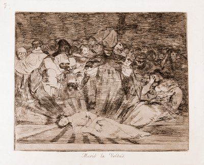 Katastrofy wojny: Prawda umarła (akwaforta z rysunku przygotowawczego) autorstwa Francisco de Goya