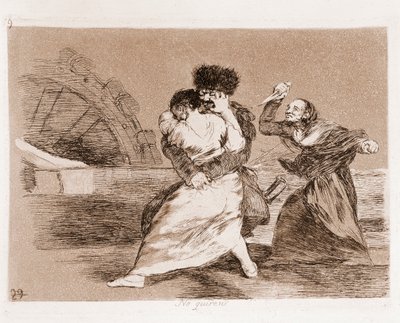 Katastrofy wojny: Nie chcą (akwaforta z rysunku przygotowawczego) autorstwa Francisco de Goya