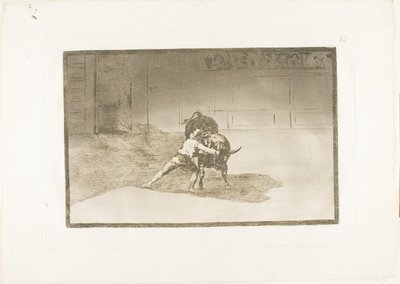 Słynny Martincho umieszcza banderille, Grający na byku ruchem ciała, płyta 15 ze Sztuki walki byków autorstwa Francisco Jose de Goya y Lucientes