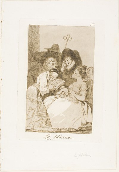 Filiacja, tablica 57 z Los Caprichos autorstwa Francisco Jose de Goya y Lucientes