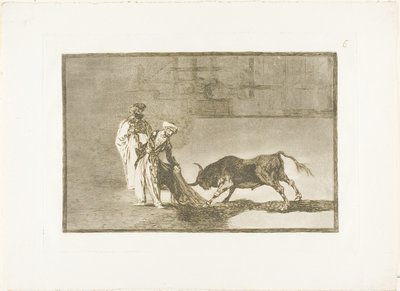 Maurowie grają inną grę na ringu wzywając byka swoją palną, szóstą płytą z Sztuki walki byków autorstwa Francisco Jose de Goya y Lucientes