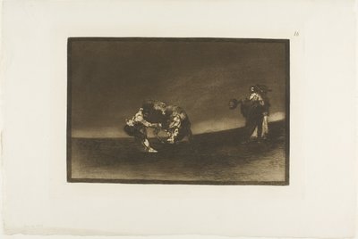 Ten sam człowiek rzuca bykiem w ring w Madrycie, płyta 16 z Sztuki walki byków autorstwa Francisco Jose de Goya y Lucientes
