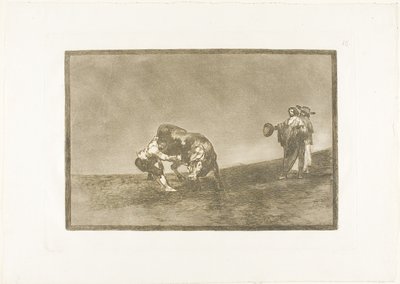 Ten sam człowiek rzuca bykiem w ring w Madrycie, płyta 16 z Sztuki walki byków autorstwa Francisco Jose de Goya y Lucientes