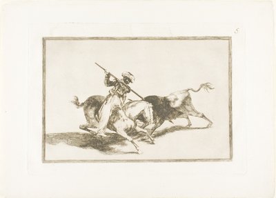 Spirited Moor Gazul jako pierwszy włócznia byków zgodnie z zasadami, płyta piąta z Sztuki walki byków autorstwa Francisco Jose de Goya y Lucientes