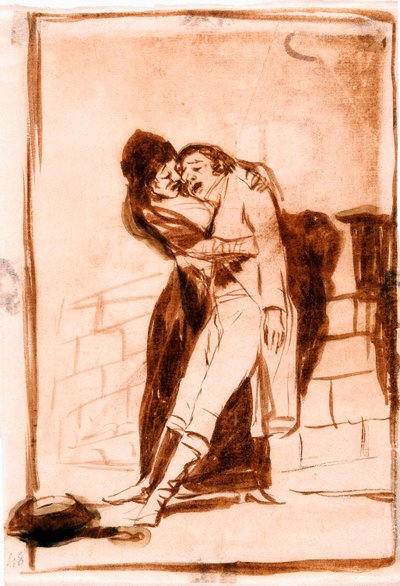 „Kaprysy” (Los caprichos): Miłość i śmierć. Rysunek przygotowawczy 1797-1798 (rysunek) autorstwa Francisco de Goya