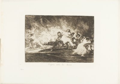 Uciekają przez płomienie, płyta 41 z filmu Katastrofy wojny autorstwa Francisco Jose de Goya y Lucientes