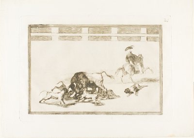 Wypuszczają psy na byka, płyta 25 z Sztuki walki byków autorstwa Francisco Jose de Goya y Lucientes