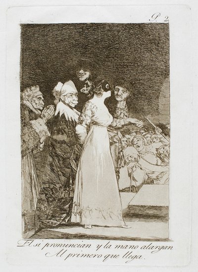 Mówią "tak" i podają rękę pierwszemu przybyszowi, płyta druga z Los Caprichos autorstwa Francisco Jose de Goya y Lucientes