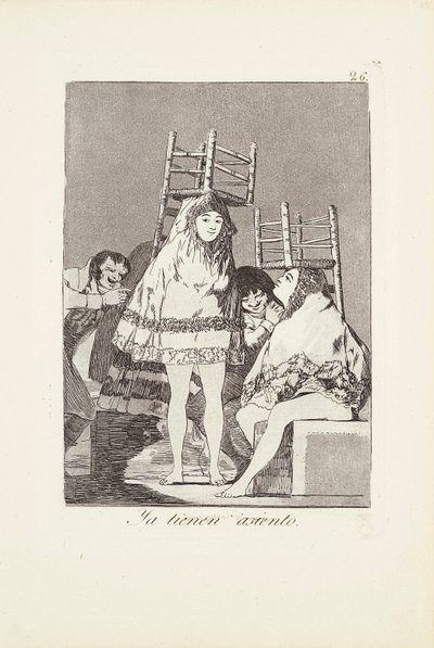 Mają już miejsce (Ya tienen asiento) Płyta 26 z: Los Caprichos autorstwa Francisco Jose de Goya y Lucientes