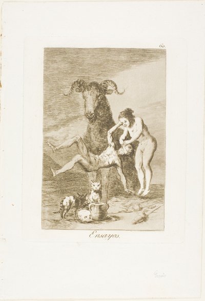 Próby, płyta 60 z Los Caprichos autorstwa Francisco Jose de Goya y Lucientes