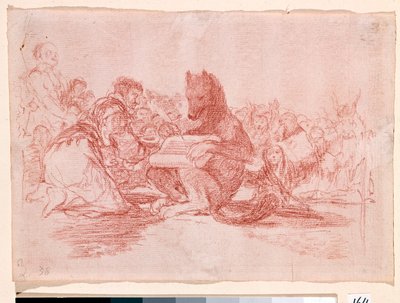 War Destres: „To jest najgorsze”. Reprezentacja zwolenników monarchii Ferdynanda VII w Hiszpanii jako zwierzęta. Rysunek przygotowawczy wykonany czerwonym ołówkiem do akwaforty nr 74 autorstwa Francisco de Goya y Lucientes (1746-1828). 1810-1812. Madryt. M autorstwa Francisco de Goya