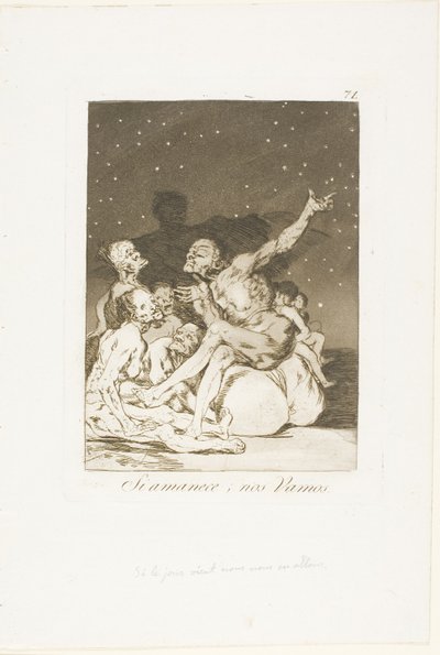 Kiedy skończy się dzień, będziemy off, płyta 71 z Los Caprichos autorstwa Francisco Jose de Goya y Lucientes