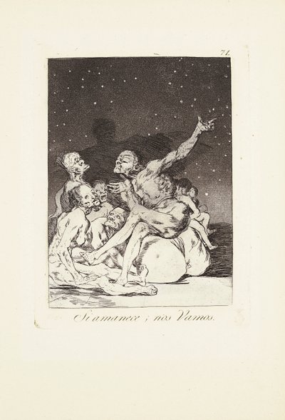 W przerwach dnia będziemy wolni (Si amanece; nos vamos) Tablica 71 z: Los Caprichos autorstwa Francisco Jose de Goya y Lucientes