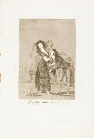 Który z nich jest bardziej pokonany?, płyta 27 z Los Caprichos autorstwa Francisco Jose de Goya y Lucientes