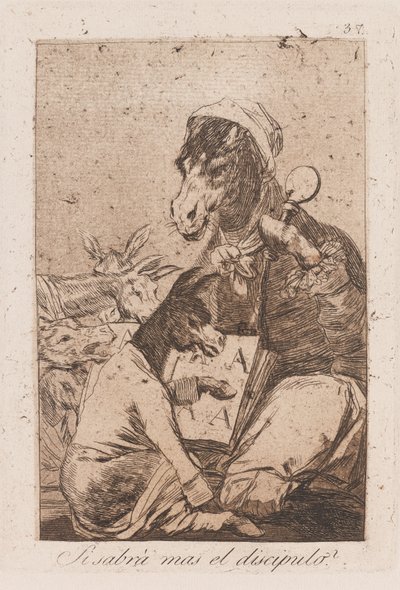 Czy uczeń wie więcej niż mistrz?, koniec XVIII-początek XIX wieku (druk) autorstwa Francisco de Goya