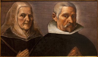 Portret modlącej się pary wieku. Obraz Francisco Pacheco (1564-1644), ok. 1630. Muzeum Sztuk Pięknych w Sewilli, Hiszpania. autorstwa Francisco Pacheco