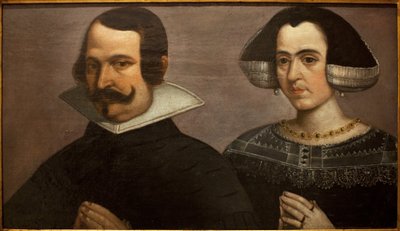 Portret młodej pary, modląc się. Obraz Francisco Pacheco (1564-1644), ok. 1630. Muzeum Sztuk Pięknych w Sewilli, Hiszpania. autorstwa Francisco Pacheco