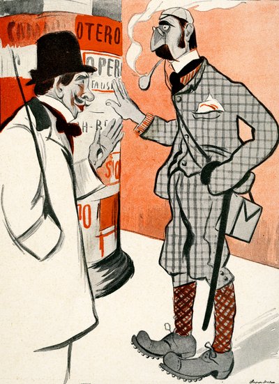 Francuz mówi Anglikowi, jak ma się ubrać do opery, 1903 . autorstwa Francisco Sancha y Lengo