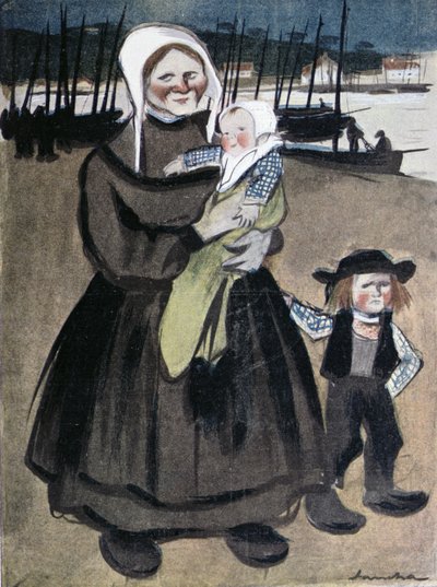 Głód w Bretanii, ilustracja ze specjalnego wydania "La Vie en Rose" wydanego na rzecz Bretończyków, 1903 r. autorstwa Francisco Sancha y Lengo