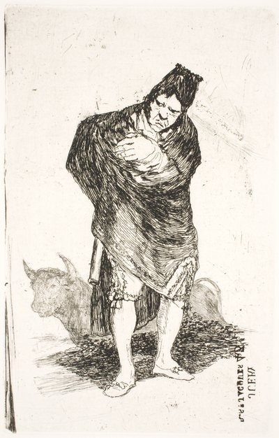 Andaluzyjski przemytnik, z bykiem autorstwa Francisco de Goya