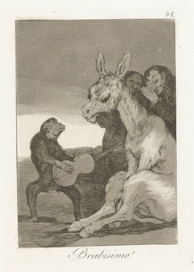 Brawo! Brabisimo! (tytuł na obiekcie) Los Caprichos (tytuł serii) autorstwa Francisco de Goya