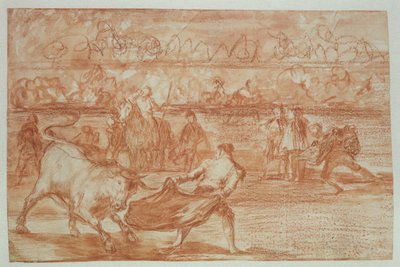 Walka byków, 1815-16 (czerwona kreda na papierze) autorstwa Francisco de Goya
