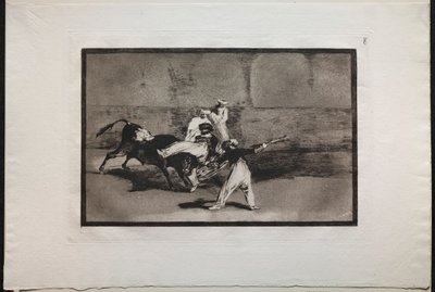 Walki byków: Moor złapany przez byka na ringu, 1876. autorstwa Francisco de Goya