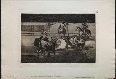 Walki byków: Banderille z petardami autorstwa Francisco de Goya