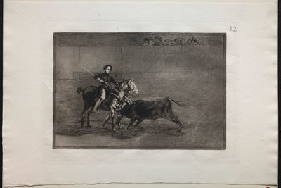 Walki byków: Męska odwaga sławnej Pajuelera w (Pierścień) w Saragosie autorstwa Francisco de Goya
