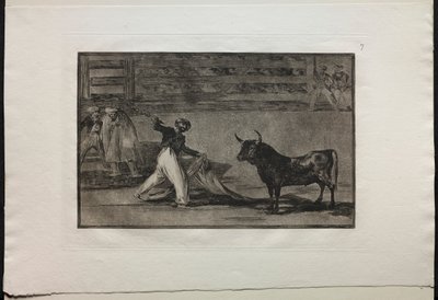 Walki byków: pochodzenie harpunów lub banderilli, 1876. autorstwa Francisco de Goya