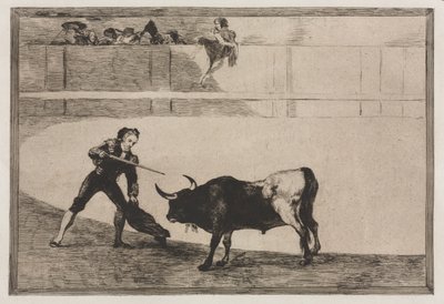 Walki byków: Pedro Romeo zabija zatrzymanego byka autorstwa Francisco de Goya