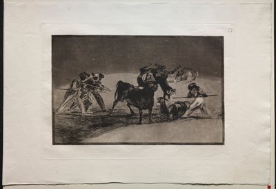Walki byków: Maurowie używają osłów jako bariery do obrony przed bykiem..., 1876. autorstwa Francisco de Goya