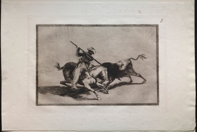Walki byków: Spirited Moor Gazul jako pierwszy walczy zgodnie z regułami, 1876. autorstwa Francisco de Goya